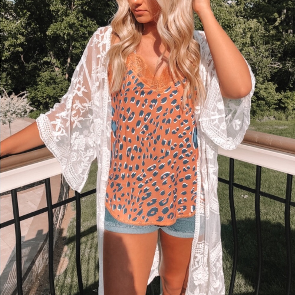 Women lace kimono cardigan sweater cover up beach boho festival